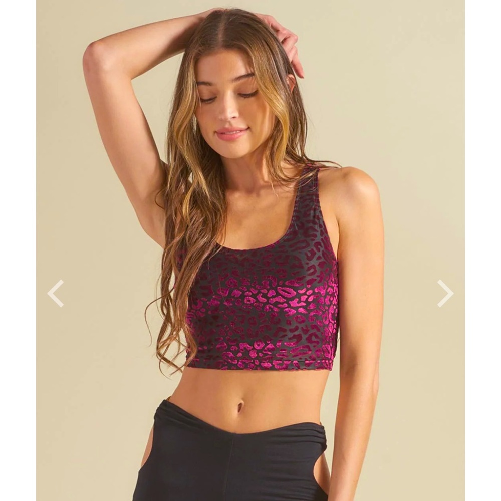 SPIRITHOODS | RUBY LEOPARD BURNOUT VELVET CROP TANK TOP